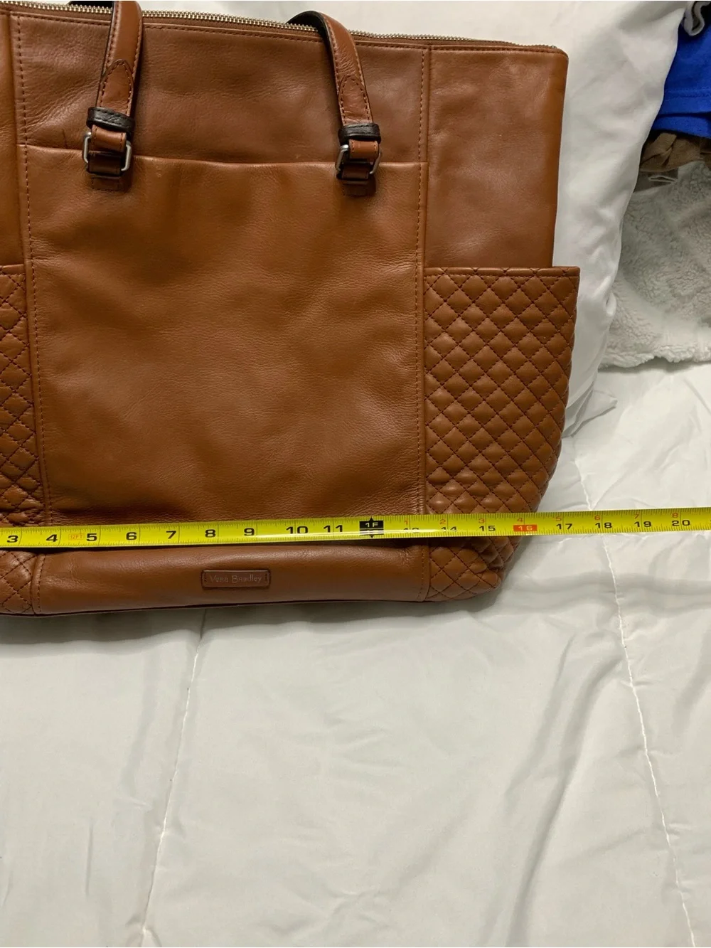 Vera Bradley Large Brown Quilted Leather Tote